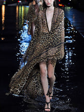 Load image into Gallery viewer, Sexy V-neck Leopard Print High Waist Long Dress