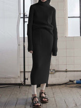 Load image into Gallery viewer, Fashion Casual Solid Color Long Sleeve High Neck Two-piece Suit