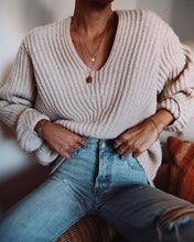Load image into Gallery viewer, Solid Color V-Neck Sweater