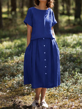 Load image into Gallery viewer, Simple Casual Loose Short Sleeved Top And Skirt Suit