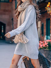 Load image into Gallery viewer, Warm Casual Solid Color High Neck Knitted Dress