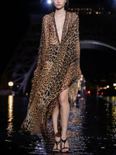 Load image into Gallery viewer, Sexy V-neck Leopard Print High Waist Long Dress
