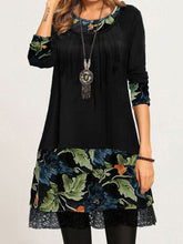Load image into Gallery viewer, Retro Casual Loose Floral Round Neck Long Sleeve Dress
