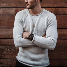 Load image into Gallery viewer, Men'S Fashion Light Gray Raglan Sleeve Round Neck Sweater
