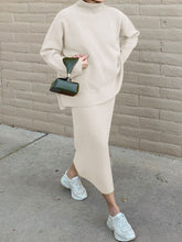 Load image into Gallery viewer, Fashion Solid Color High Neck Knitted Casual Two-piece Suit