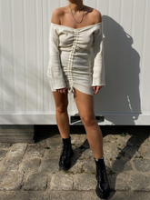 Load image into Gallery viewer, Sexy Shoulderless Slim-fit Drawstring Knitted Sweater Dress