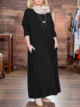 Load image into Gallery viewer, Retro Long Sleeve Loose Casual Dress with Pockets