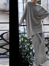 Load image into Gallery viewer, Elegant Simple Loose Long Sleeve V-neck Top Pants Set