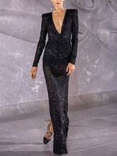 Load image into Gallery viewer, Fashion Sexy V-neck Long Sleeve Evening Maxi Dress