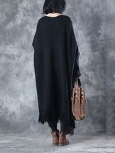 Load image into Gallery viewer, Autumn And Winter Ladies Bat Sleeve Tassel Sweater Dress