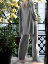 Load image into Gallery viewer, Elegant Simple Loose Long Sleeve V-neck Top Pants Set