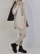 Load image into Gallery viewer, Casual Solid Color Turtleneck Knitted Two-piece Suit