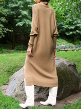 Load image into Gallery viewer, Fashion Knitted High Neck Split Midi Dress