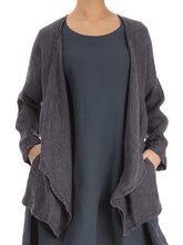 Load image into Gallery viewer, Solid Color Retro Long-sleeved Linen Cardigan Jacket