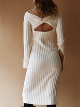 Load image into Gallery viewer, Fashion Long Sleeve Sexy Open Back Knitted Midi Dress