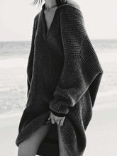 Load image into Gallery viewer, Solid Color V-Neck Knitted Comfortable Sweater Dress