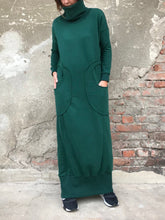 Load image into Gallery viewer, High Collar Stitching Pocket Solid Color Casual Dress