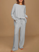 Load image into Gallery viewer, Simple Casual Loose Round Neck Long Sleeve Top Pants Suit