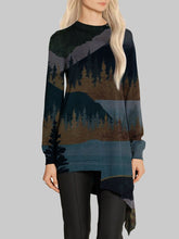 Load image into Gallery viewer, Forest Print Fashion Casual Long-sleeved Round Neck Top