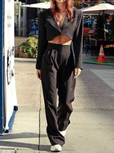 Load image into Gallery viewer, Fashion Solid Color Lapel Short Top Leisure Two-piece Suit