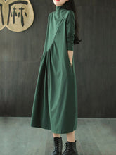 Load image into Gallery viewer, Fashion Solid Color High Neck Loose Dress