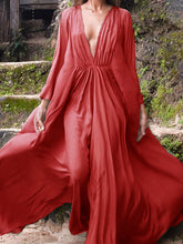 Load image into Gallery viewer, Bohemian Romantic V Neck Long Sleeve Maxi Dress