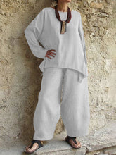 Load image into Gallery viewer, Simple Casual Loose Round Neck Long Sleeve Top Pants Suit