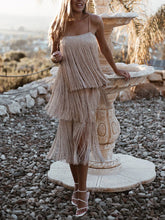 Load image into Gallery viewer, Fashion Sexy Suspender Fringed Midi Dress