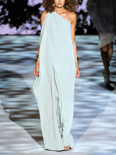 Load image into Gallery viewer, Fashion One-shoulder Solid Color Maxi Dress