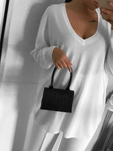 Load image into Gallery viewer, Fashion V-neck Long Sleeve Solid Color Two-piece Suit