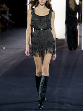 Load image into Gallery viewer, Fashion Strapless Sleeveless Fringe Mini Dress
