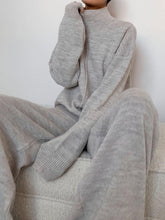 Load image into Gallery viewer, Knit Wide-Leg Pants Turtleneck Sweater Two-Piece Suit