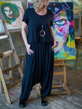 Load image into Gallery viewer, Pure Color Short Sleeve Tops Loose Overalls Pant Suits