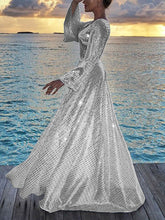 Load image into Gallery viewer, Elegant Spotted Long Sleeve Circle Evening Dress