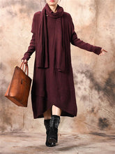 Load image into Gallery viewer, Autumn And Winter Ladies Casual Scarf Sweater Dress