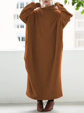 Load image into Gallery viewer, Retro Lazy Loose Solid Color High Collar Women'S Knitted Dress