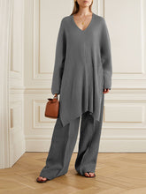 Load image into Gallery viewer, Fashion Solid Color V-neck Long Two-piece Suit