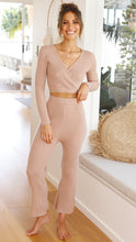 Load image into Gallery viewer, V-Neck Solid Color Waist Tie Knitted Suit