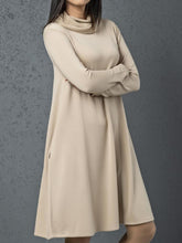 Load image into Gallery viewer, Simple Casual Loose High Neck Long Sleeve Dress