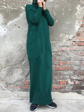 Load image into Gallery viewer, High Collar Stitching Pocket Solid Color Casual Dress