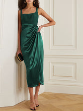 Load image into Gallery viewer, Pure Color Sling Slim Midi Dress