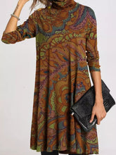 Load image into Gallery viewer, Autumn Winter Abstract Flowers Leaves Casual Dress