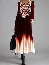 Load image into Gallery viewer, Gradient Long-sleeved V-neck Slim Casual Dress