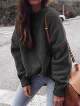 Load image into Gallery viewer, Fashion Casual Loose Round Neck Long Sleeve Solid Color Sweater