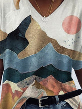 Load image into Gallery viewer, Ladies Fashion Art Print Short Sleeve Top