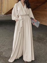 Load image into Gallery viewer, Fashionable and Elegant Lapel Long-sleeved Solid Color Jumpsuit