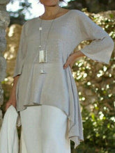 Load image into Gallery viewer, Retro Casual Irregular Hem Cotton And Linen Two-Piece Women'S Suit