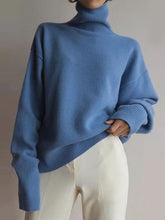 Load image into Gallery viewer, Fashion High Collar Casual Long Sleeve Solid Color Sweater