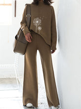 Load image into Gallery viewer, Fashion Casual High Collar Printed Two-piece Suit