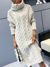 Load image into Gallery viewer, Winter Fashion Cozy Crochet Turtleneck Sweater Dress